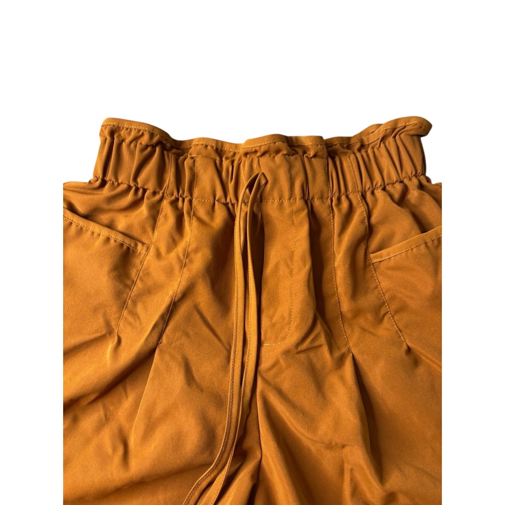 Lovepoem by Block Rust Brown Paperbag Waist Shorts Womens Medium Drawstring - Picture 3 of 10